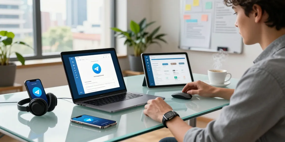 Experience seamless communication with the Telegram download interface on a stylish modern workspace.