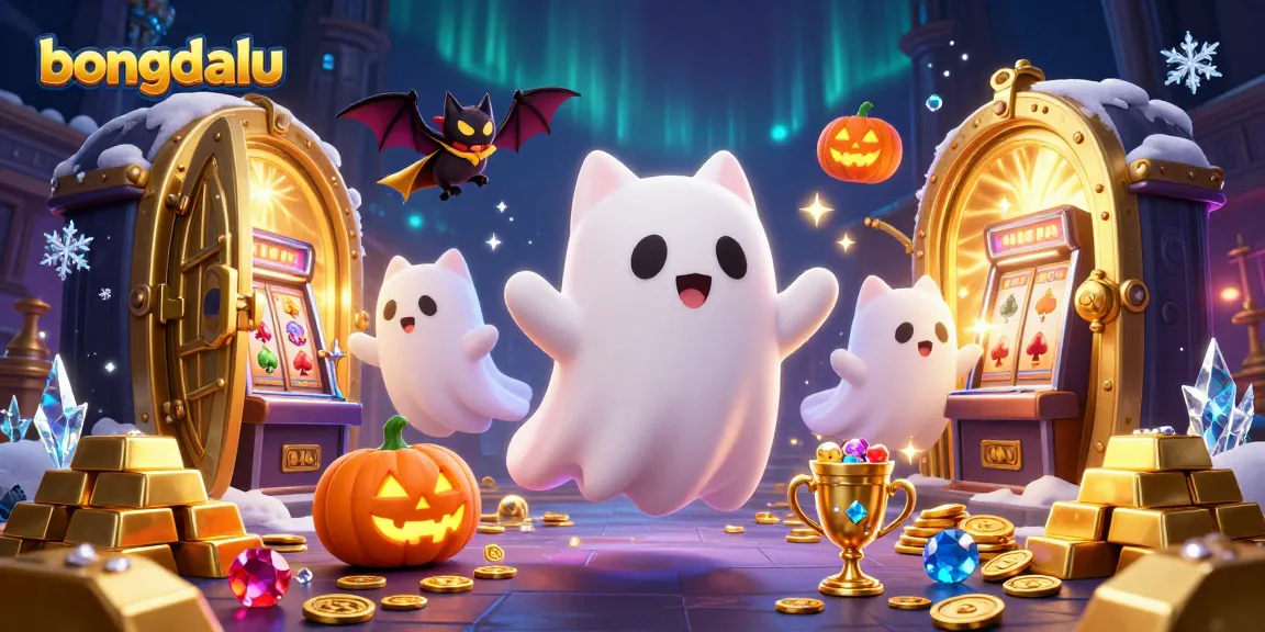 Bongdalu brings immersive gaming magic to life with a dynamic haunted casino scene featuring unique characters and vibrant treasures.